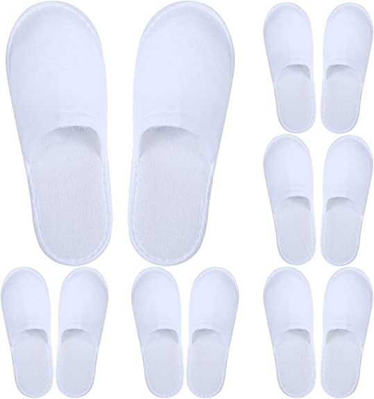 Disposable SPA Slippers Non Slip Closed Toe Hotel Slippers Fluffy Disposable House Slippers White Disposable Slippers Unisex Guest Slippers Shoes for Men Women