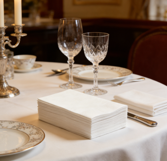 Hotel & Restaurant Disposable Dinner Napkins 2-Ply Embossed White Tissue Napkins Bulk Supply