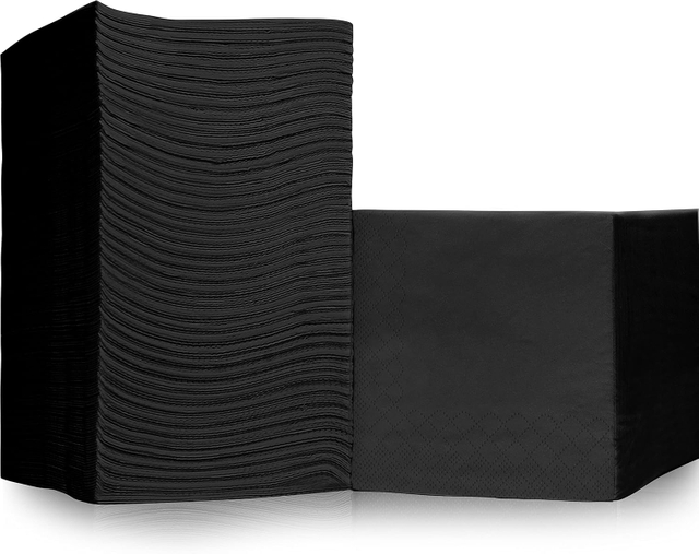 9 X 9inch 2 Ply Disposable Napkins Black Napkins for Restaurant Bar