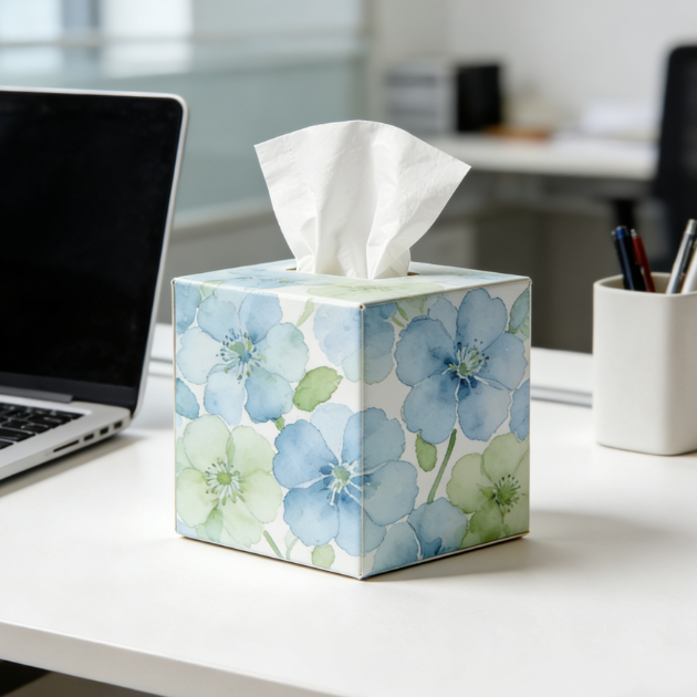 OEM/ODM Eco-friendly Elegant Floral Box Tissues for Home and Office Use