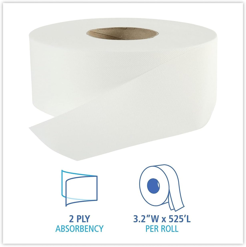 2-Ply Toilet Paper 600 Linear Feet Per Roll Paper White Tissue Native Wood Pulp Paper Towels