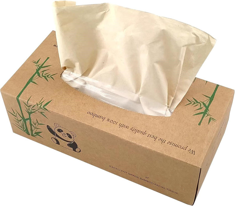 Paper Box Tissue Bamboo Facial Tissues,Soft Nature Bamboo Facial Tissue,100% Virgin Bamboo,Bulk Carton of 8 Boxes 100 Tissues Per Boxes,Tissues Total 3 Ply Tissues