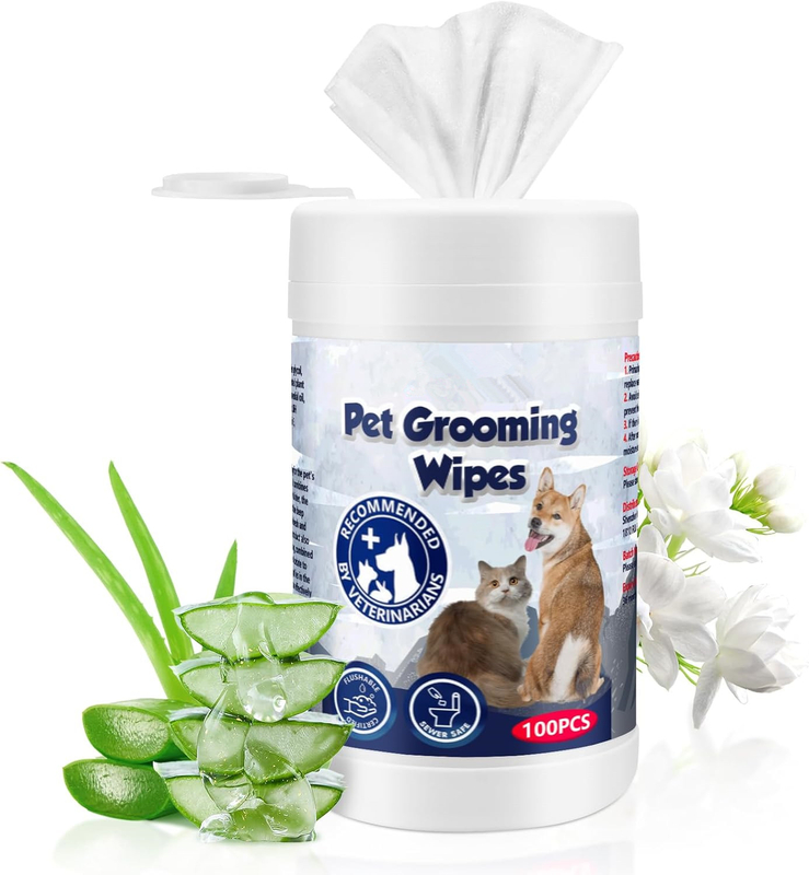 Pet Hygiene Wipes, Coconut-Scented Moisturizing Grooming Wipes for Dogs And Cats, Cleansing & Deodorizing Anal Gland Wipes for Paws And Butt, Gentle And Effecti