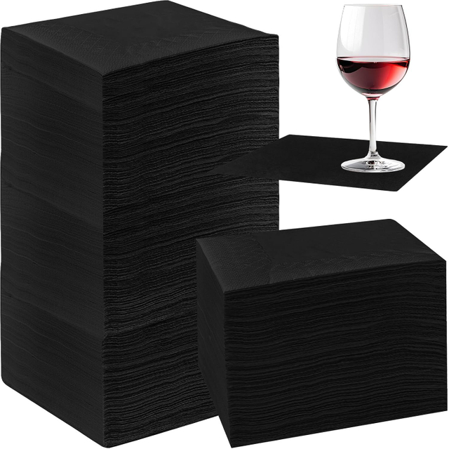 9 X 9inch 2 Ply Disposable Napkins Black Napkins for Restaurant Bar