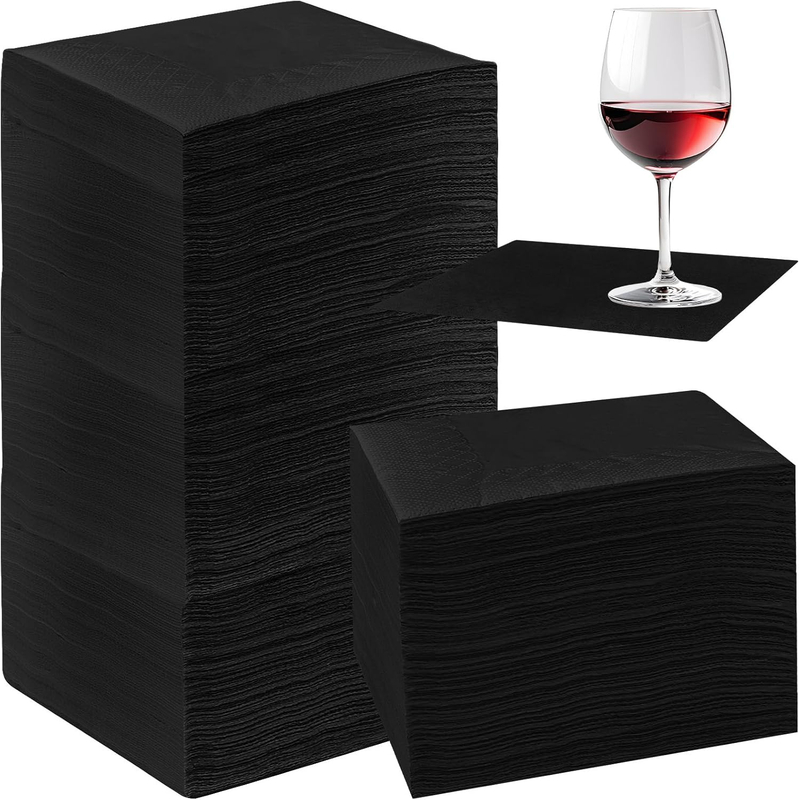 9 X 9inch 2 Ply Disposable Napkins Black Napkins for Restaurant Bar