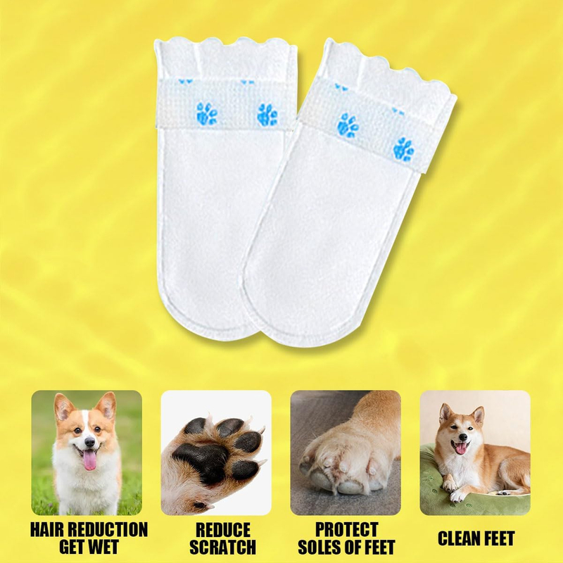 Dog Disposable Foot Covers for Outdoor & Indoor Walking (Large), Disposable Dog Boots for Paw Protection, 20 PCS Pet Shoes with Adjustable Self-Adhesive Bandage