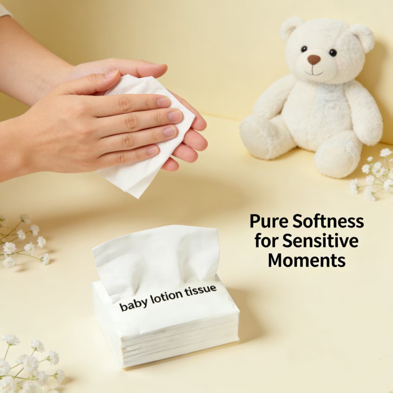 Gentle Moisturizing Lotion Tissue Infused with Natural Extracts