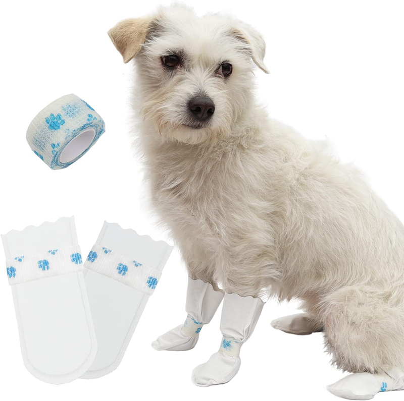 Disposable Dog Boots Waterproof Pet Shoes, Breathable Dog Paw Protection with Adjustable Self-Adhesive Bandage for Small Medium Large Dogs, Dog Disposable Foot