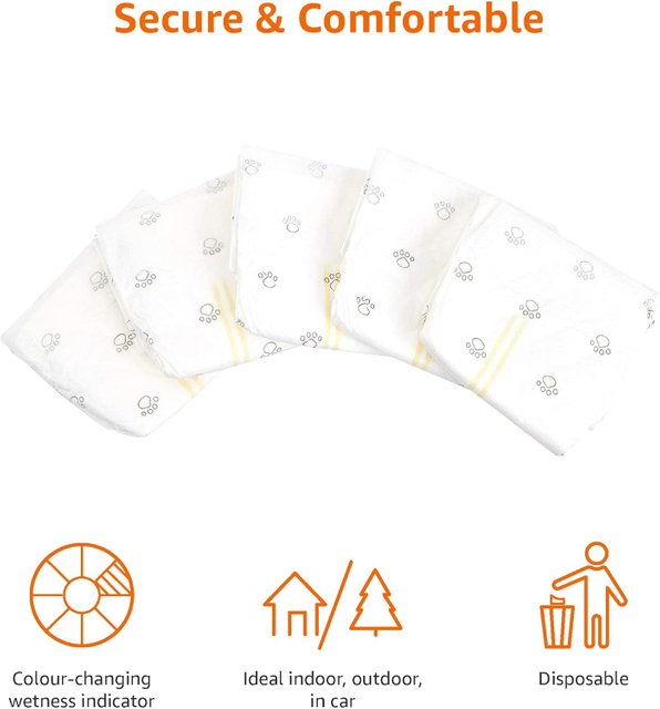 Pet Diaper Basics Male Dog Wrap, Disposable Diapers, X-Small, Pack of 30, White Factory Custom