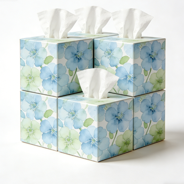OEM/ODM Eco-friendly Elegant Floral Box Tissues for Home and Office Use