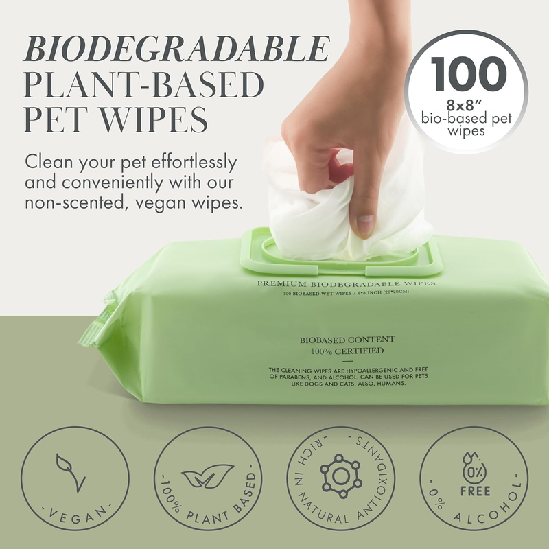 Dog Wipes for Dogs Cats, All Purpose Cleaning Pet Wipes, Dog Ear Wipes, Quick Easy Grooming for Bums, Body, Paws, Eyes, for a Easy & Speedy Freshen-up