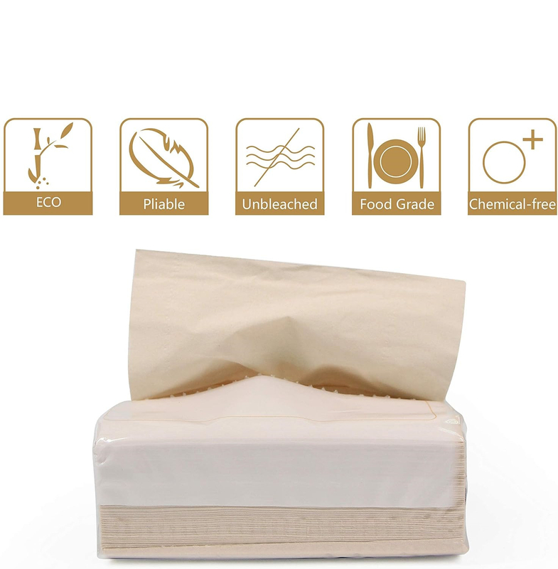 Paper Tissue Bamboo Tissues 3-Ply - 110 Count, Bamboo Facial Tissue Cube Bag 4 Pack with Wall-Mounted Dispenser - Eco-Friendly, Perfect for Bathroom