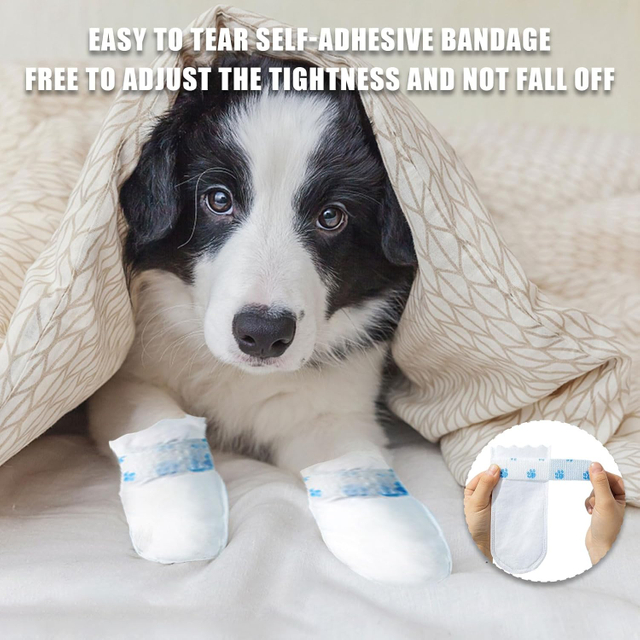 Disposable Dog Boots Waterproof Pet Shoes, Breathable Dog Paw Protection with Adjustable Self-Adhesive Bandage for Small Medium Large Dogs, Dog Disposable Foot