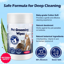 Pet Hygiene Wipes, Coconut-Scented Moisturizing Grooming Wipes for Dogs And Cats, Cleansing & Deodorizing Anal Gland Wipes for Paws And Butt, Gentle And Effecti